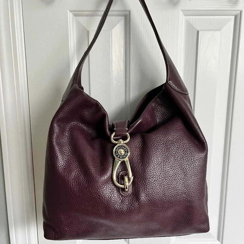 Dooney & Bourke Belvedere Pebbled Leather Bag with Gold Hardware - Plum - Picture 1 of 7